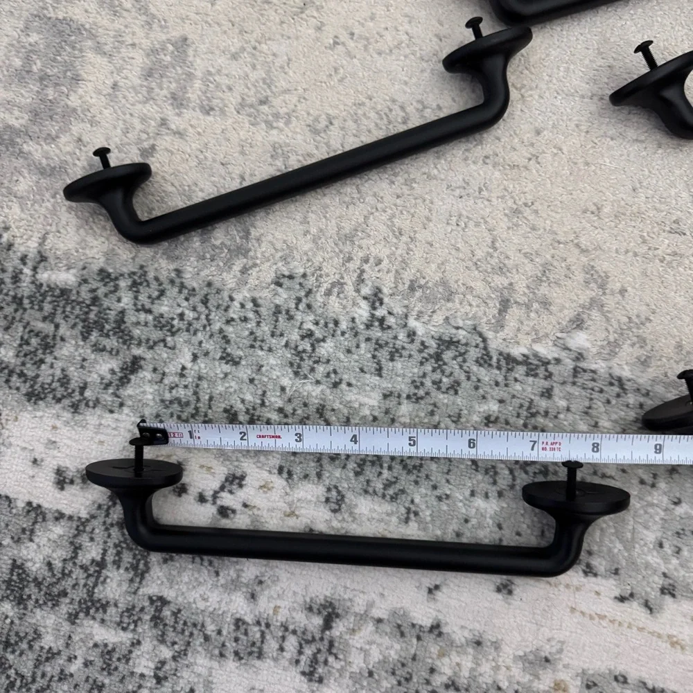 🆕 Bundle of 7 modern black quality plastic cabinet or dresser door pulls